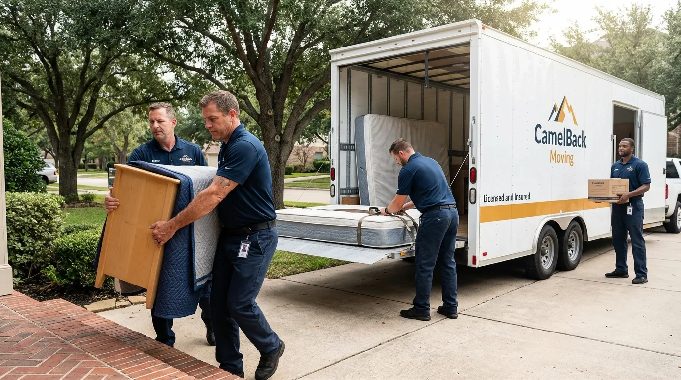 Crew loading residential truck for cross-state move from Pomona, NJ