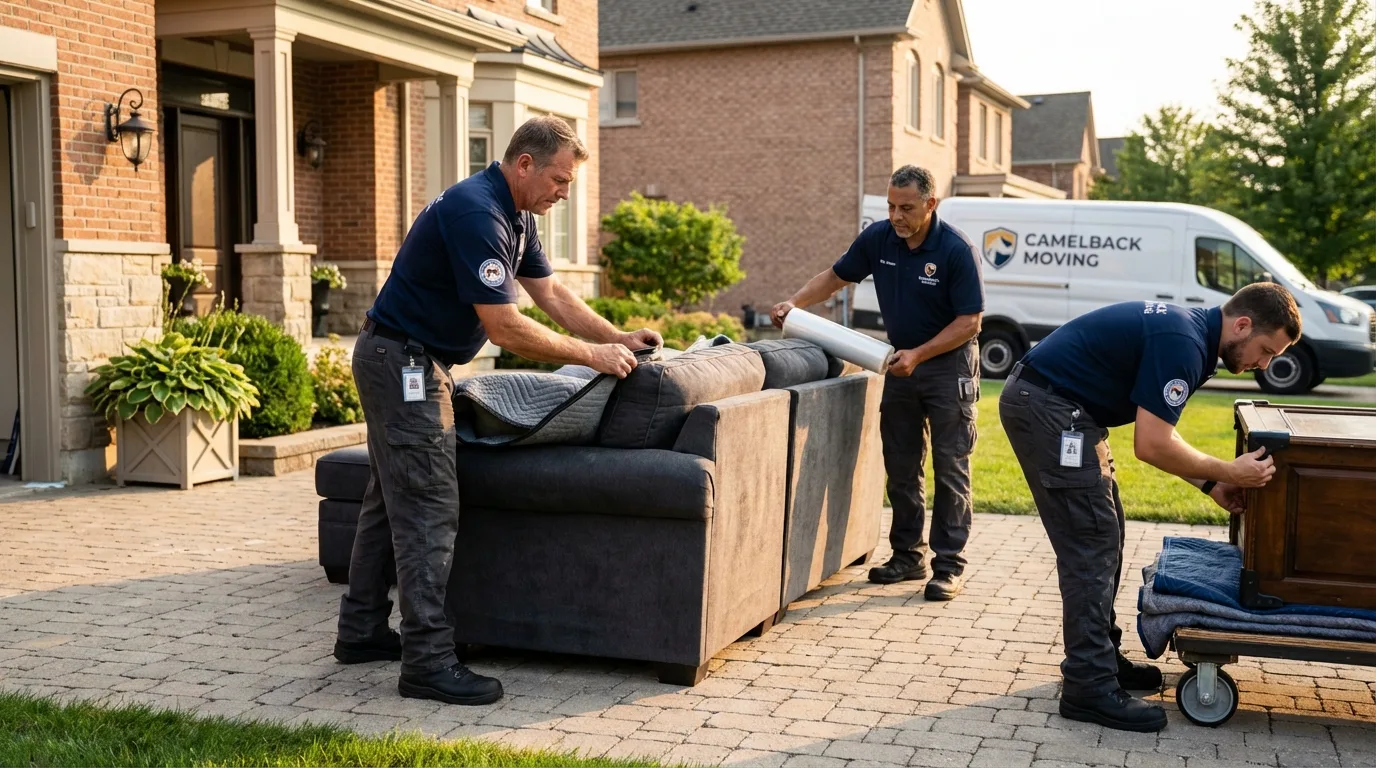 Large estate moving crew wrapping furniture in Pomona, NJ